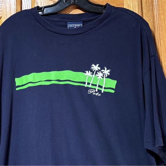 Vintage 90’s Polo Sport Ralph Lauren Navy Blue Surf T-Shirt Men’s XL EUC - Picture 2 of 4